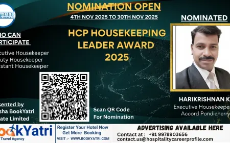 Harikrishnan K, Executive Housekeeper of Accord pondicherry , Nominated for HCP Housekeeping Leader Award 2025