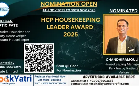 Chandhiramouli S, Housekeeping Manager of Park Inn by Radisson Vellore , Nominated for HCP Housekeeping Leader Award 2025