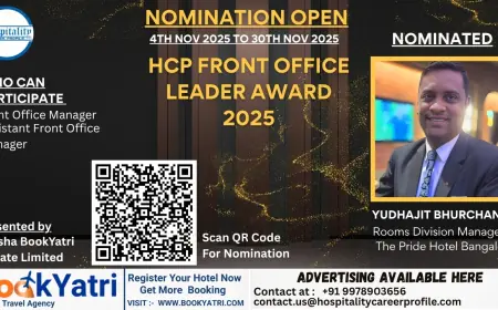 Yudhajit Bhurchandi, Rooms Division Manager at The Pride Hotel Bangalore, Nominated for HCP Front Office Leader Award 2025