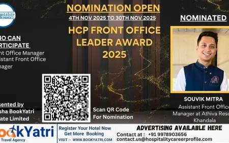 Souvik Mitra, Assistant Front Office Manager at Athiva Resorts Khandala, Nominated for HCP Front Office Leader Award 2025