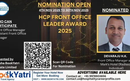 Devaraju H K, Front Office Manager at St Mark's Hotel, Nominated for HCP Front Office Leader Award 2025