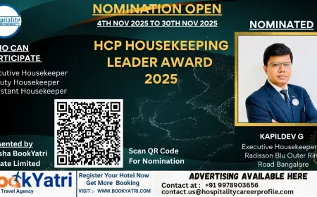 Kapildev G, Executive Housekeeper of Radisson Blu Outer Ring Road Bangalore, Nominated for HCP Housekeeping Leader Award 2025