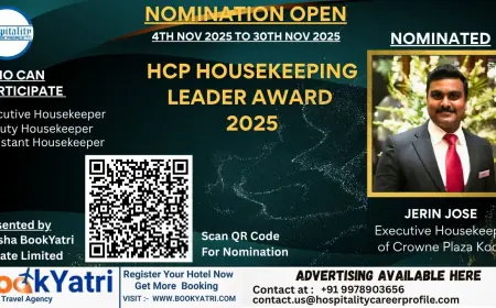 Jerin Jose, Executive Housekeeper of Crowne Plaza Kochi, Nominated for HCP Housekeeping Leader Award 2025