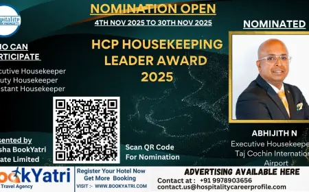 Abhijith N, Executive Housekeeper of Taj Cochin International Airport, Nominated for HCP Housekeeping Leader Award 2025