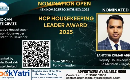Santosh Kumar Abhay, Deputy Housekeeper of Le Meridien Gurgaon, Nominated for HCP Housekeeping Leader Award 2025