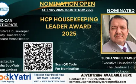 Sudhanshu Upadhyay, Executive Housekeeper of The Centrum Hotel Lucknow, Nominated for HCP Housekeeping Leader Award 2025