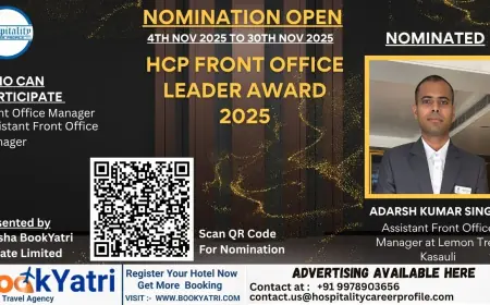 Adarsh Kumar Singh, Assistant Front Office Manager at Lemon Tree Kasauli, Nominated for HCP Front Office Leader Award 2025