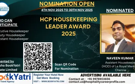 Naveen Kumar, Assistant Housekeeper (HOD) of Le Royal Meridien Chennai, Nominated for HCP Housekeeping Leader Award 2025