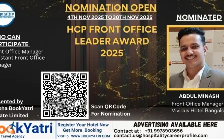 Abdul Minash, Front Office Manager at Vividus Hotel Bangalore, Nominated for HCP Front Office Leader Award 2025