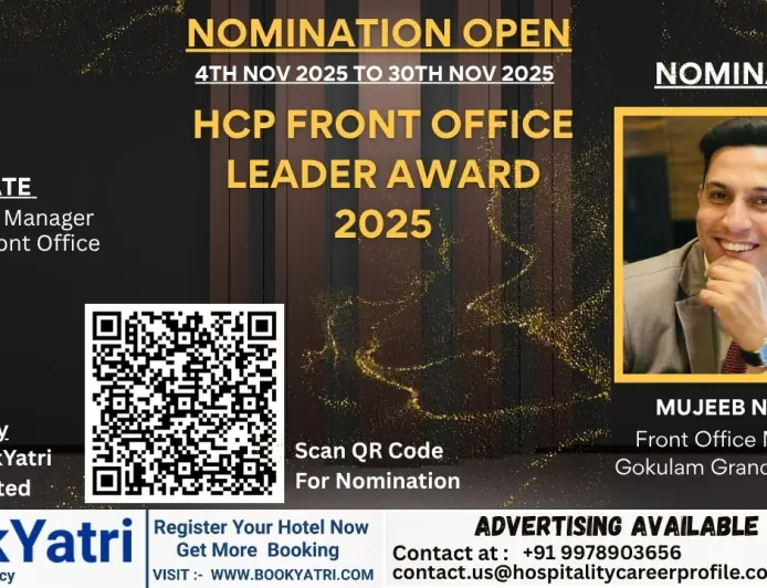 Mujeeb Nayeem, Front Office Manager at Gokulam Grand Hotel & Spa, Nominated for HCP Front Office Leader Award 2025