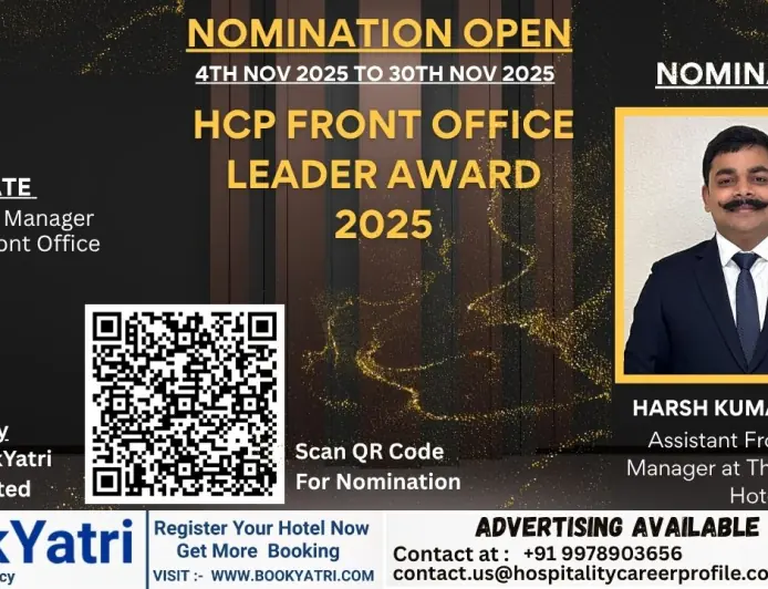Harsh Kumar Singh, Assistant Front Office Manager at The Chancery Hotel, Nominated for HCP Front Office Leader Award 2025