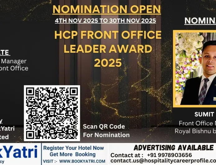 Sumit Das, Front Office Manager at Royal Bishnu by Bishnu Inn, Nominated for HCP Front Office Leader Award 2025