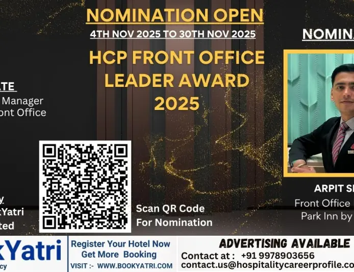 Arpit Singh, Front Office Manager at Park Inn by Radisson, Nominated for HCP Front Office Leader Award 2025