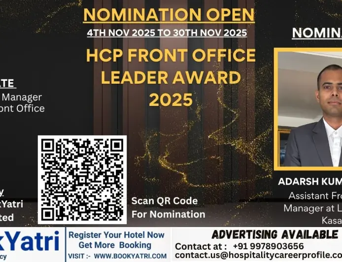 Adarsh Kumar Singh, Assistant Front Office Manager at Lemon Tree Kasauli, Nominated for HCP Front Office Leader Award 2025