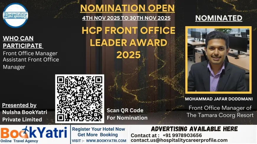 Mohammad Jafar Doddmani, Front Office Manager of The Tamara Coorg Resort, Nominated for HCP Front Office Leader Award 2025