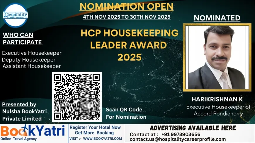 Harikrishnan K, Executive Housekeeper of Accord pondicherry , Nominated for HCP Housekeeping Leader Award 2025