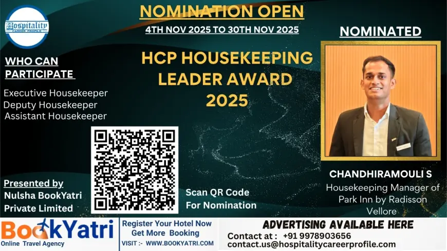 Chandhiramouli S, Housekeeping Manager of Park Inn by Radisson Vellore , Nominated for HCP Housekeeping Leader Award 2025