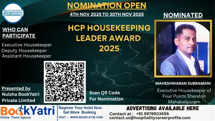 Maheshwaran Subramani, Executive Housekeeper of Four Points Sheraton Mahabalipuram, Nominated for HCP Housekeeping Leader Award 2025