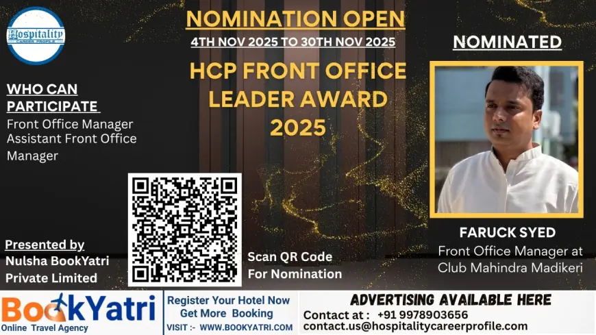 Faruck Syed, Front Office Manager at Club Mahindra Madikeri, Nominated for HCP Front Office Leader Award 2025