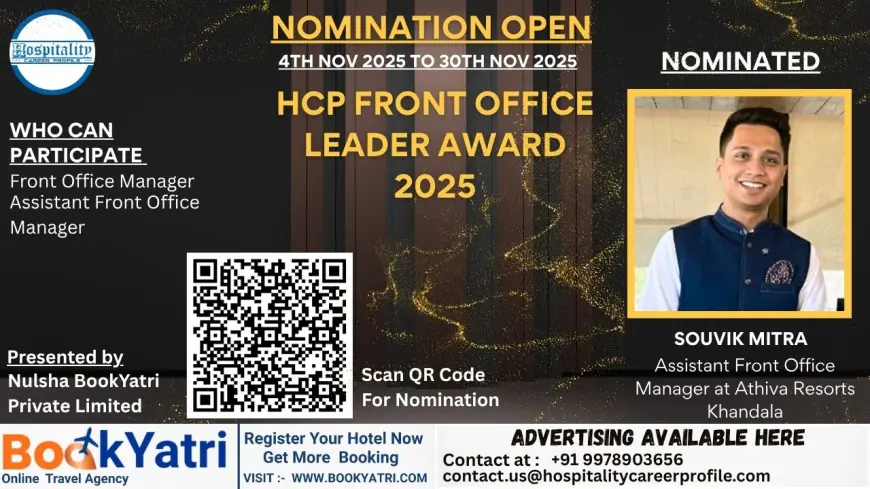 Souvik Mitra, Assistant Front Office Manager at Athiva Resorts Khandala, Nominated for HCP Front Office Leader Award 2025