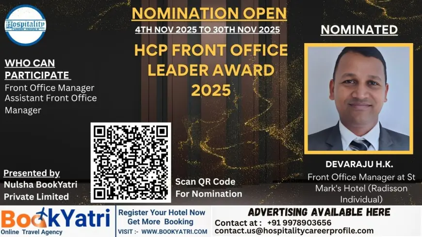 Devaraju H K, Front Office Manager at St Mark's Hotel, Nominated for HCP Front Office Leader Award 2025