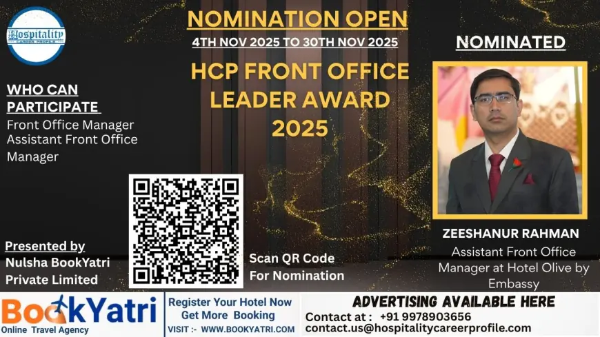 Zeeshanur Rahman, Assistant Front Office Manager at Hotel Olive by Embassy, Nominated for HCP Front Office Leader Award 2025