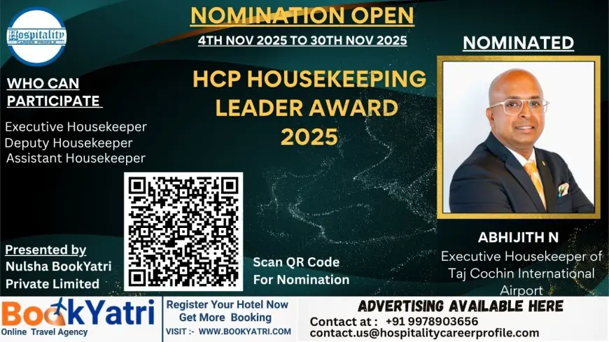 Abhijith N, Executive Housekeeper of Taj Cochin International Airport, Nominated for HCP Housekeeping Leader Award 2025