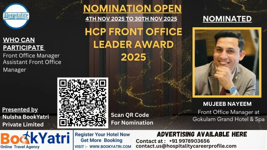 Mujeeb Nayeem, Front Office Manager at Gokulam Grand Hotel & Spa, Nominated for HCP Front Office Leader Award 2025