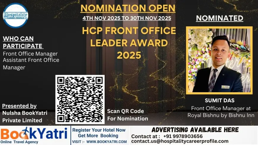 Sumit Das, Front Office Manager at Royal Bishnu by Bishnu Inn, Nominated for HCP Front Office Leader Award 2025