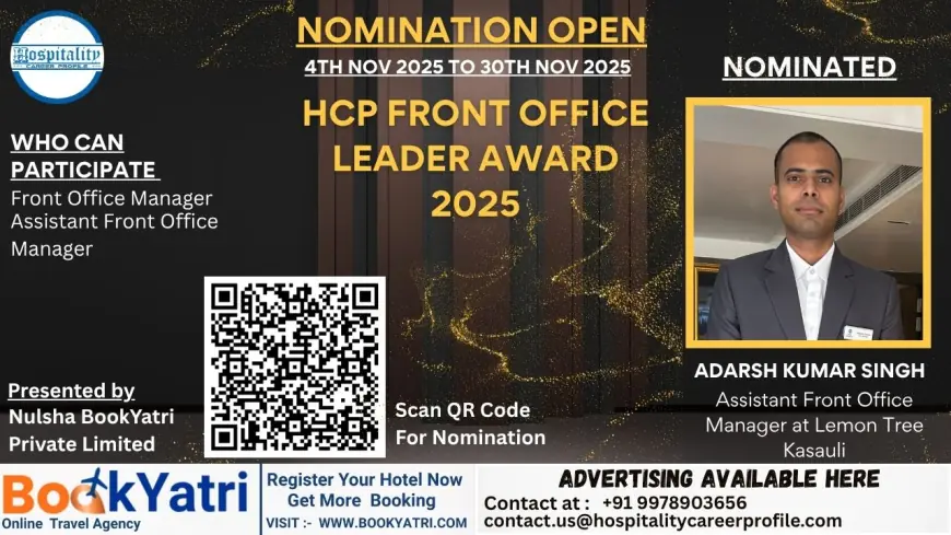 Adarsh Kumar Singh, Assistant Front Office Manager at Lemon Tree Kasauli, Nominated for HCP Front Office Leader Award 2025