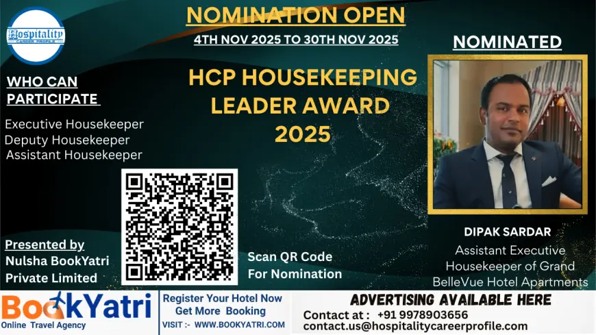 Dipak Sardar, Assistant Executive Housekeeper of Grand BelleVue Hotel Apartments Dubai, Nominated for HCP Housekeeping Leader Award 2025