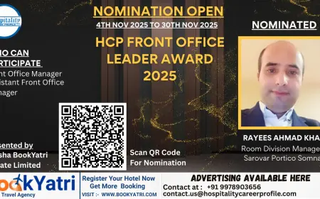 Rayees Ahmad Khan, Room Division Manager at Sarovar Portico Somnath, Nominated for HCP Front Office Leader Award 2025