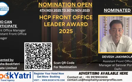 Devesh Jakhmola, Assistant Front Office Manager at Sarovar Portico Delhi, Nominated for HCP Front Office Leader Award 2025