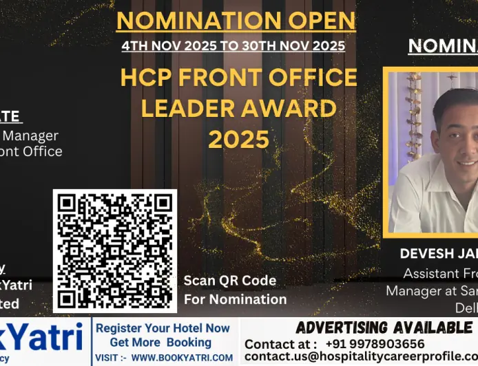 Devesh Jakhmola, Assistant Front Office Manager at Sarovar Portico Delhi, Nominated for HCP Front Office Leader Award 2025