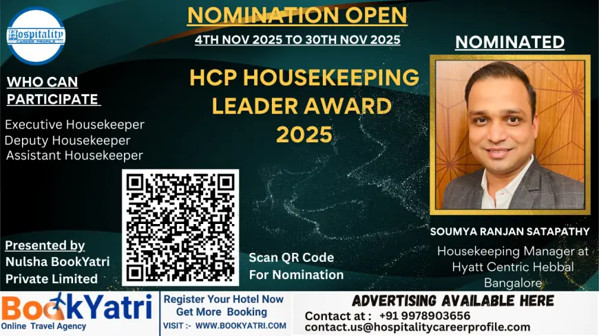 Soumya Ranjan Satapathy, Housekeeping Manager at Hyatt Centric Hebbal Bangalore, Nominated for HCP Housekeeping Leader Award 2025