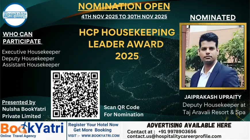 Jaiprakash Upraity, Deputy Housekeeper at Taj Aravali Resort & Spa, Nominated for HCP Housekeeping Leader Award 2025
