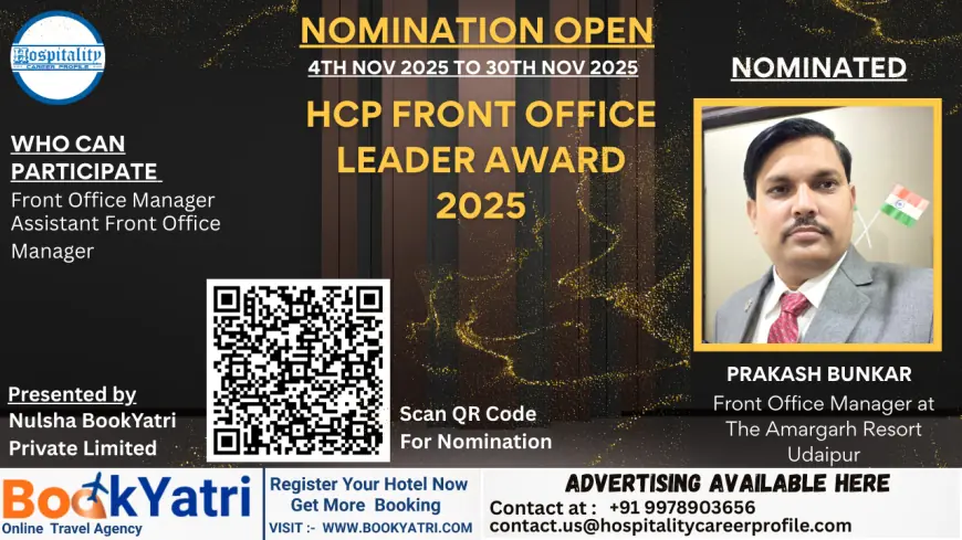 Prakash Bunkar, Front Office Manager at The Amargarh Resort Udaipur, Nominated for HCP Front Office Leader Award 2025
