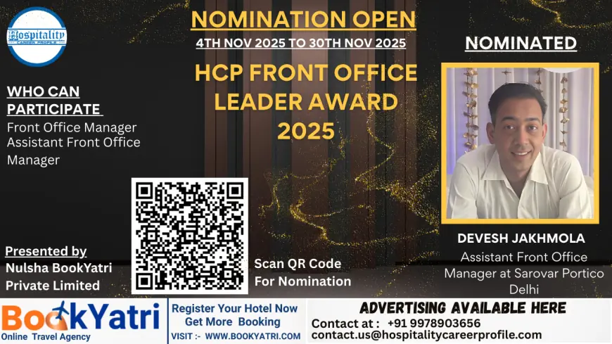 Devesh Jakhmola, Assistant Front Office Manager at Sarovar Portico Delhi, Nominated for HCP Front Office Leader Award 2025