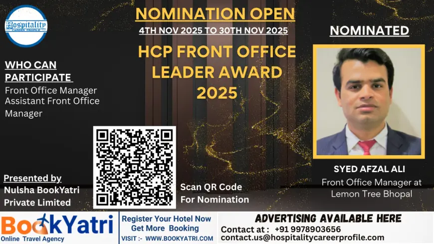 Syed Afzal Ali, Front Office Manager at Lemon Tree Bhopal, Nominated for HCP Front Office Leader Award 2025