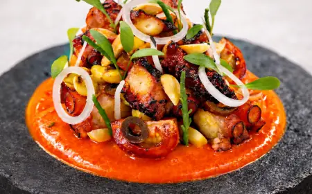 Chef Gyan’s Coastal Canvas Suvi Octopus with Romesco Sauce & A Bloody Mary - Inspired Ceviche