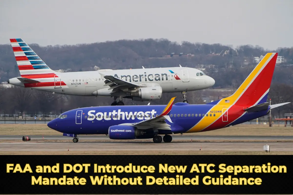 FAA and DOT Introduce New ATC Separation Mandate Without Detailed Guidance