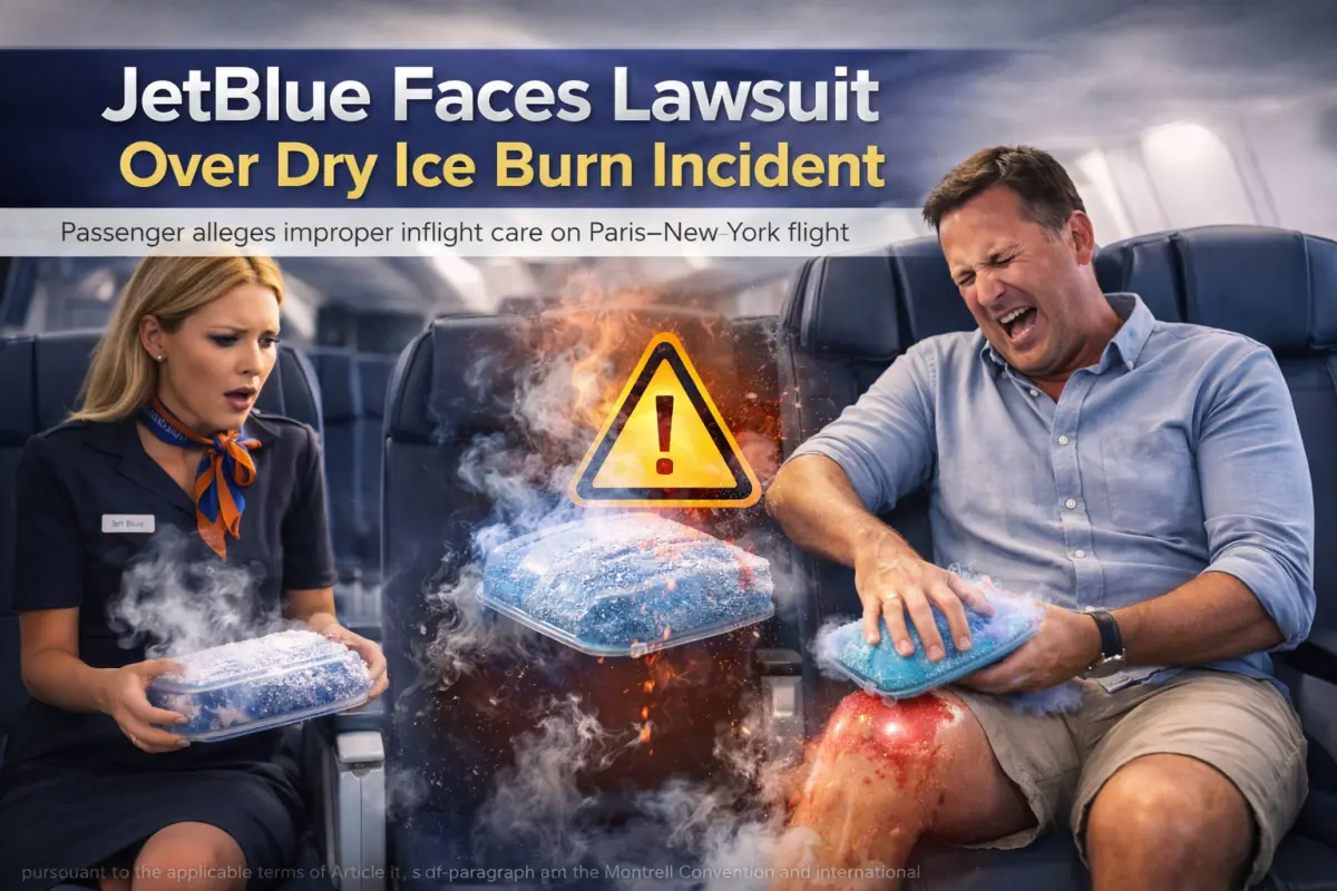 JetBlue Faces Lawsuit After Passenger Suffers Dry Ice Burns on Paris–New York Flight