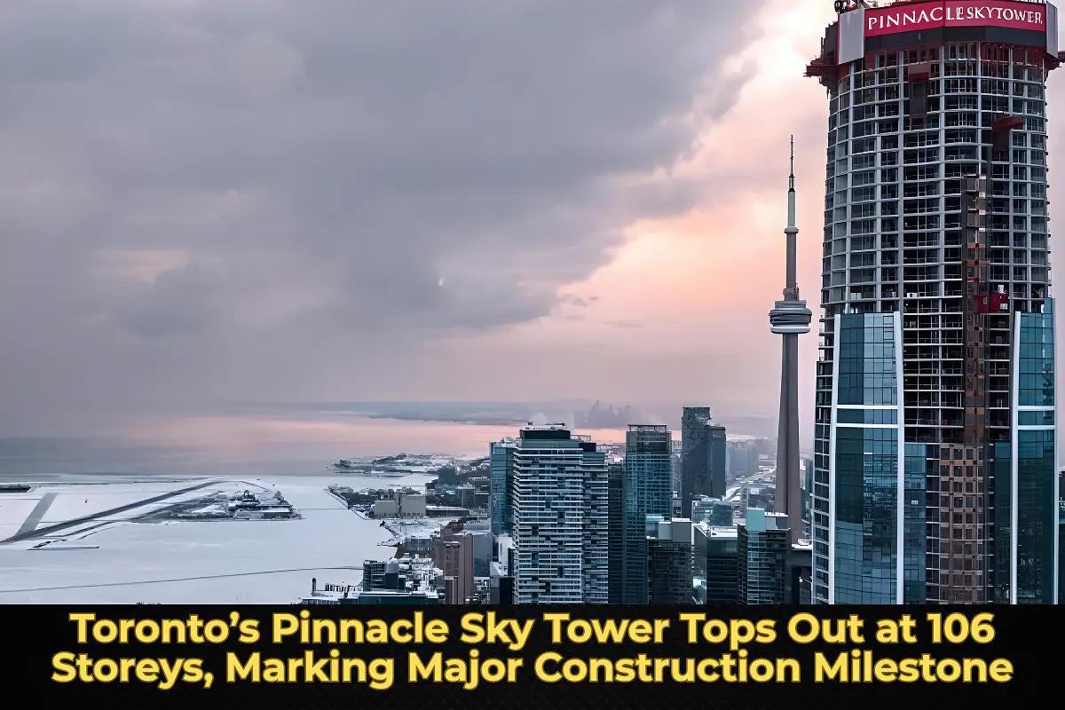 Toronto’s Pinnacle Sky Tower Tops Out at 106 Storeys, Marking Major Construction Milestone