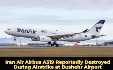 Iran Air Airbus A319 Reportedly Destroyed During Airstrike at Bushehr Airport