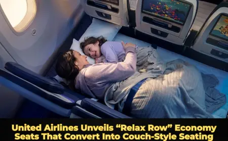 United Airlines Unveils “Relax Row” Economy Seats That Convert Into Couch-Style Seating