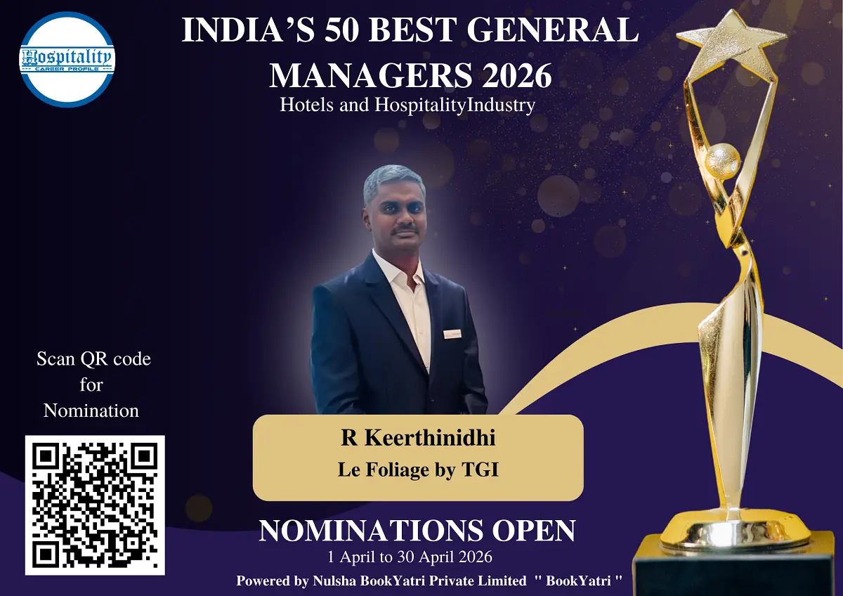 R Keerthinidhi, GM of Le Foliage by TGI, Nominated for India’s 50 Best General Managers 2026