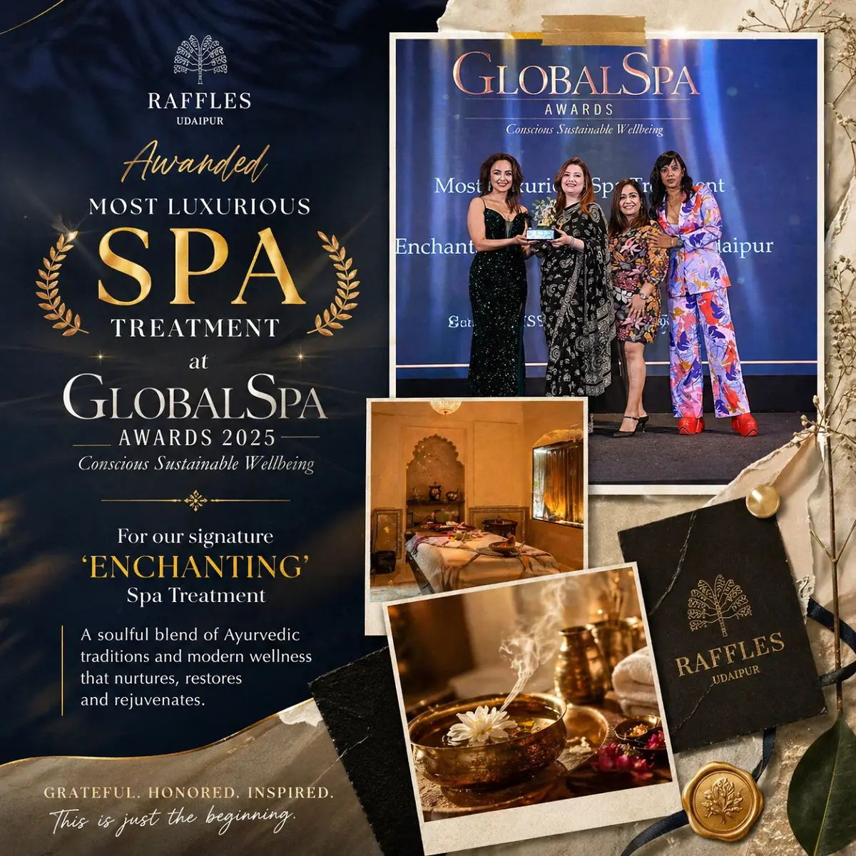 Raffles Udaipur Award 2025: GlobalSpa Win for Luxury Spa Treatment