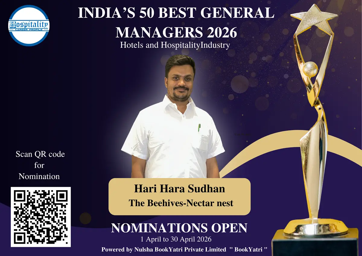 Hari Hara Sudhan, GM of The Beehives Nectar Nest, Nominated for India’s 50 Best General Managers 2026