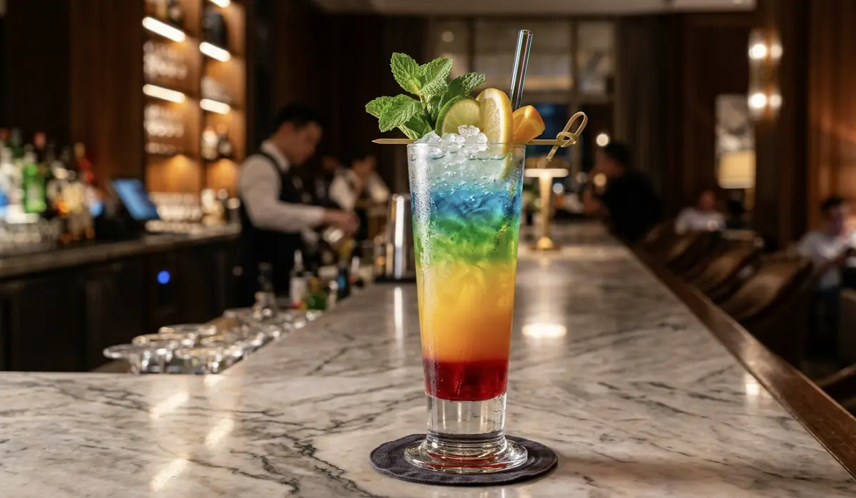 Rainbow Layer Mocktail Recipe (Hotel Style) with SOP & Presentation Guide