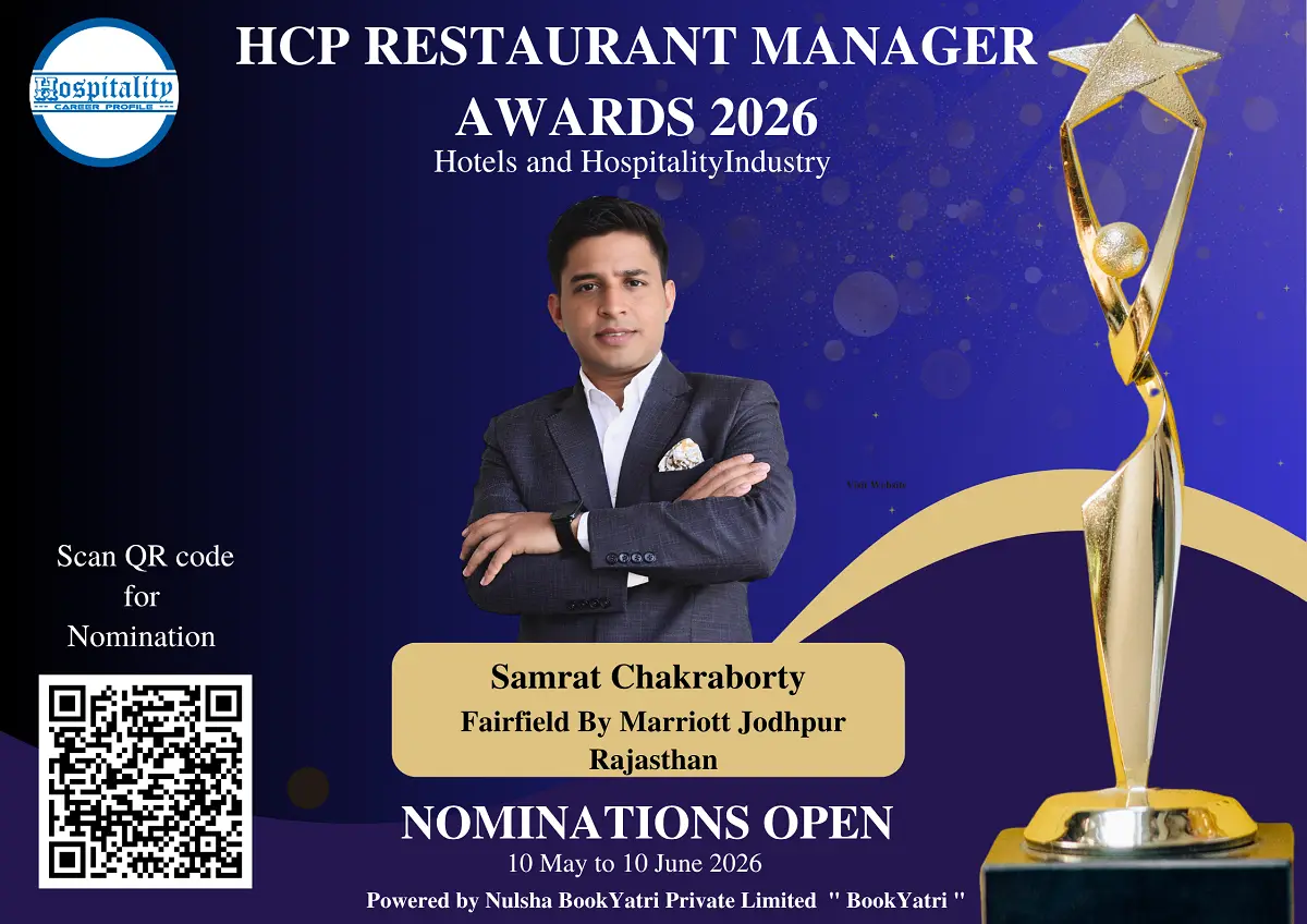 Samrat Chakraborty, Assistant Restaurant Manager of Fairfield by Marriott Jodhpur, Nominated for Restaurant Manager Award 2026